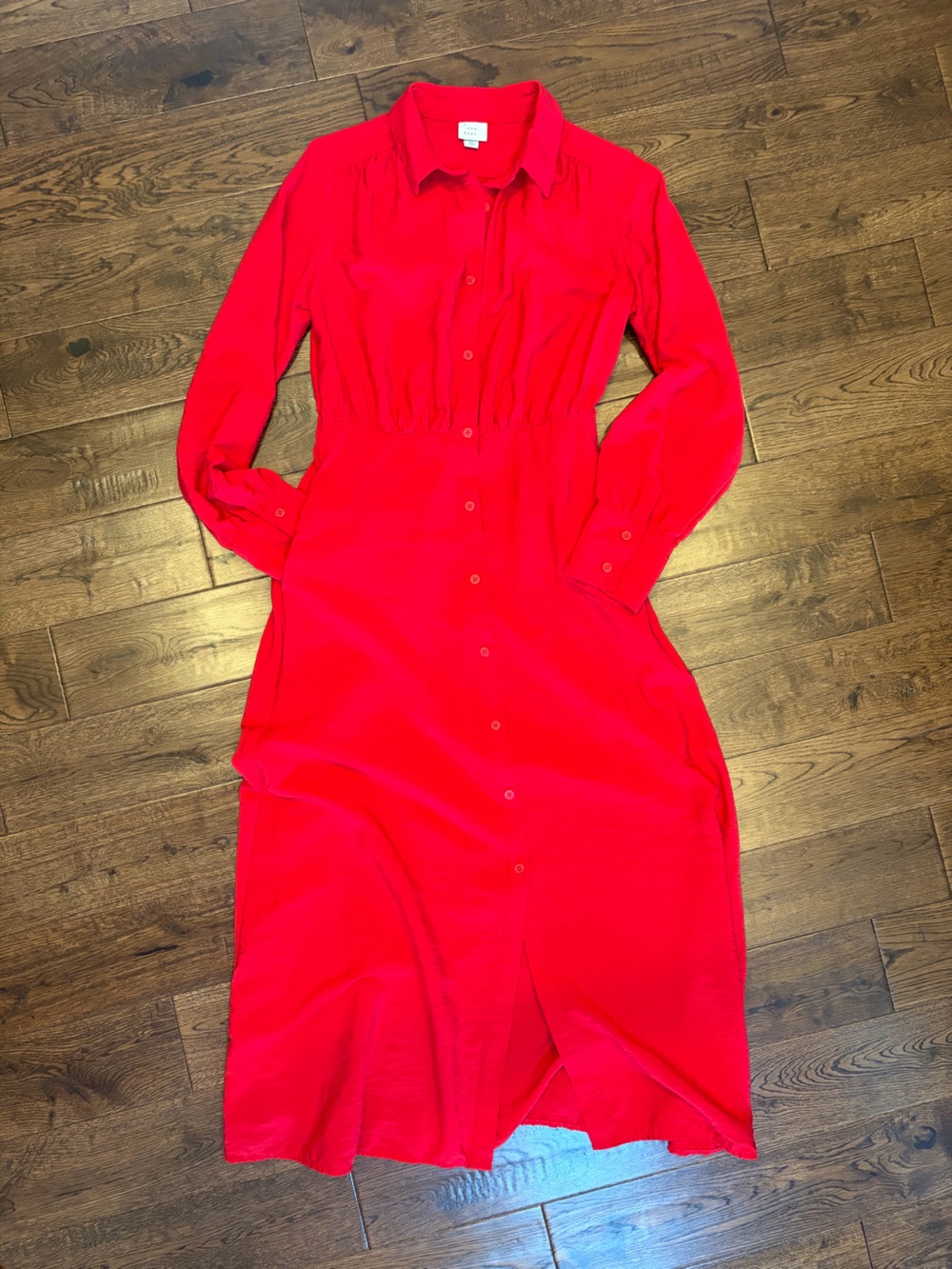 a new day Bright Red Long-Sleeve Button-Front Dress